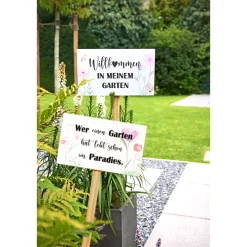 Gartenstecker Willkommen ^