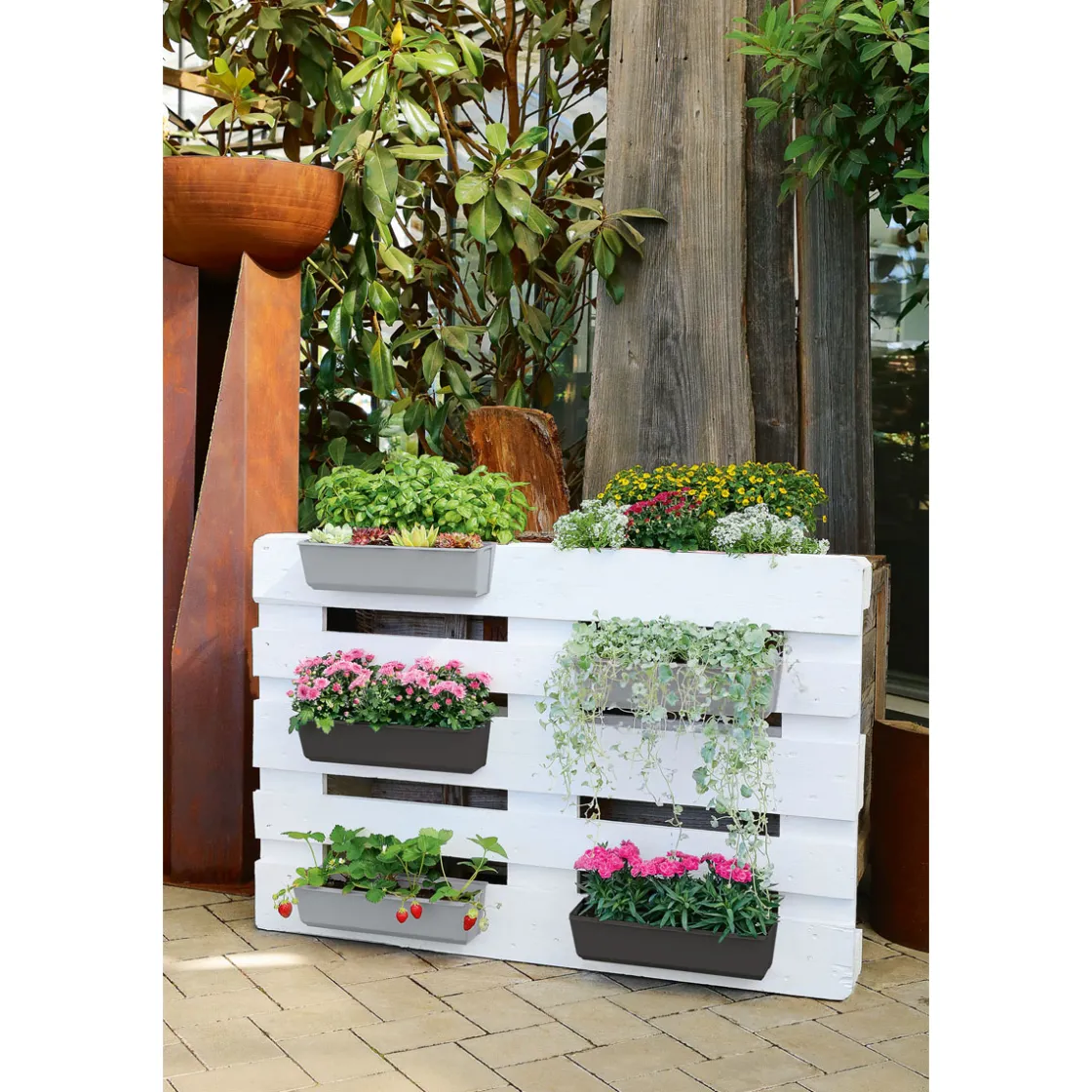 Pflanzgefäß Easy 34 x 14 cm betonfarben hell ^ Geli