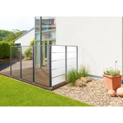 Glas-Windschutz 100 x 160 cm Aluminium Anthrazit ^ Hot