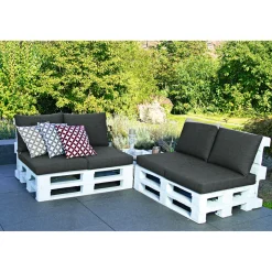 Palettenauflage 2- teilig anthrazit 60 x 80 cm wasserabweisend ^ GO-DE
