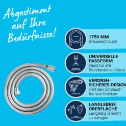Brauseschlauch „VitalioFlex Comfort“, chrom, 1,75 m ^ Grohe Sale
