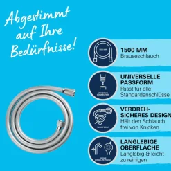 Brauseschlauch „VitalioFlex Comfort“, chrom, 1,50 m ^ Grohe Discount