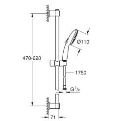 Brausestangenset Vitalio Start 110 2 Strahlarten (Rain, Jet) ^ Grohe Clearance
