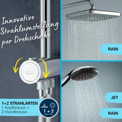 Duschsystem Vitalio Comfort 250 Flex mit Umstellung für die Wandmontage ^ Grohe Best