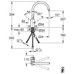 Einhand-Spültischbatterie Eurosmart C Niederdruck chrom ^ Grohe