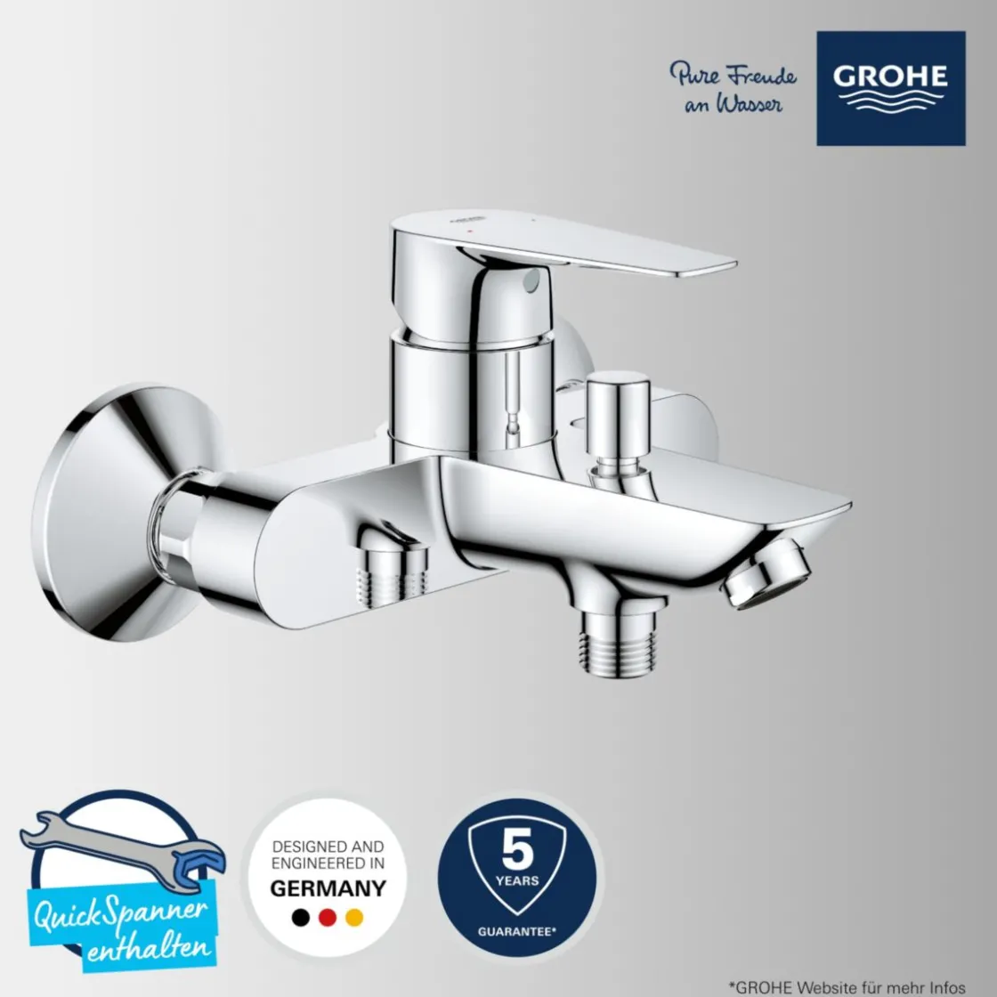 Einhand-Wannenbatterie Start Edge chrom 15 x 16,8 cm ^ Grohe
