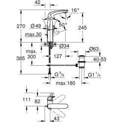 Einhand-Waschtischbatterie Eurostyle L-Size Hebel offen ^ Grohe Online