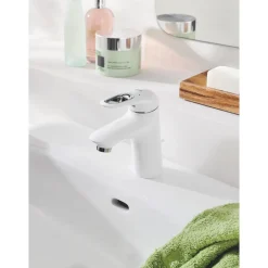 Einhand-Waschtischbatterie Eurostyle S-Size Hebel offen moon white/chrom ^ Grohe Best