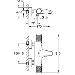 Wannenbatterie Precision Feel chrom 31,3 cm ^ Grohe Online
