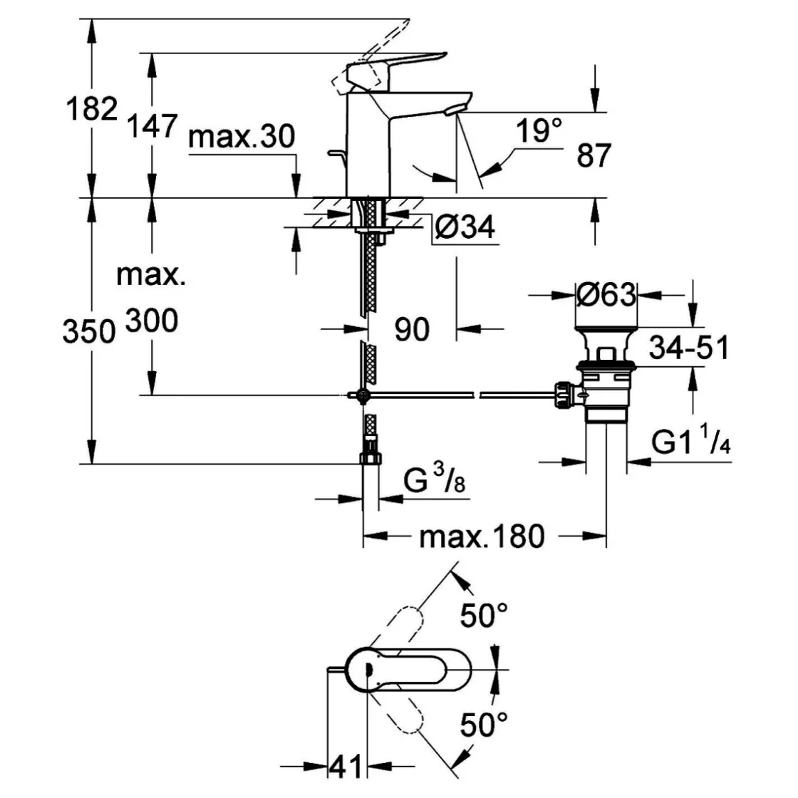 Waschbeckenarmatur Start Edge ^ Grohe Discount