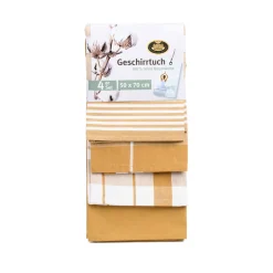 Geschirrtücher 100% Baumwolle 4er Pack 50x70cm senf ^ Gözze Discount