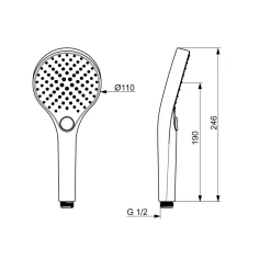 VIVA Handbrause viva chrom 3S ⌀110mm Durchfluss 12l/min ^ Hansa Outlet