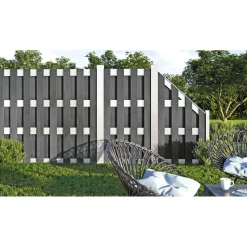 Zaun Grundelement WPC/Alu 180x180 cm anthrazit / silber ^ Hartmann