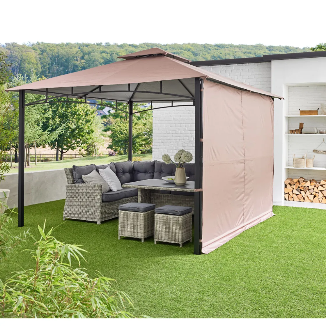 Pavillon cappuccinofarben 330 x 330 cm ^ Haveson Online