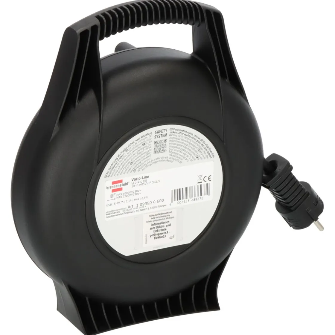 Kabelbox Vario-Line VL2-X 10m USB4-fach schwarz H05VV-F 3G1,5 2xUSB ^ Brennenstuhl New