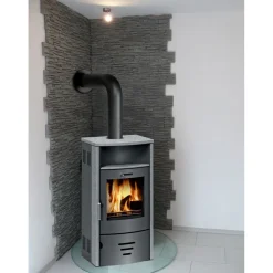 Kaminofen Stockholm 4.0 6,5kW GranitAnschl. oben 150mm ^ Clearance