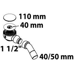 Dusch- und Wannenablauf 1 1/2" x 40/50 mm mit Chrom-Abdeckung ^ Kirchhoff