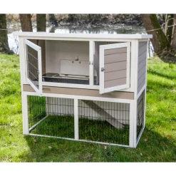 Kleintierstall Lucky 115 x 100 x 65 cm weiß-braun ^ Sale