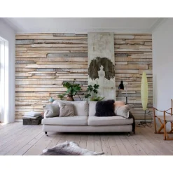 Papier-Fototapete Whitewashed Wood 368 x 254 cm ^ Komar Best
