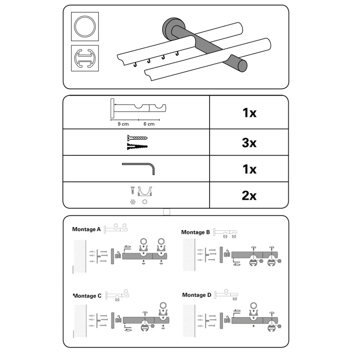 Komb-Traeger 2-lf Dm. 19 Kira cham ^ Gardinia New