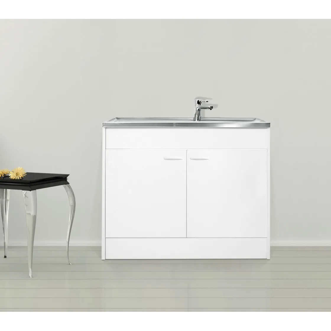 Kompl. Spuele 100x50cm weiss Drehtuer ^ Respekta Hot