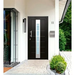 Kunststoff-Haustür D84 anthrazit 100 x 210 cm Anschlag links ^ New
