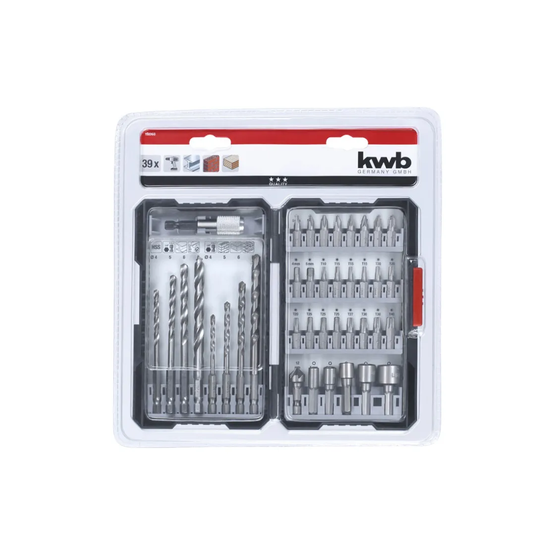 Bit-Bohrerbox 39 teilig inklusive L-Box ^ kwb Sale