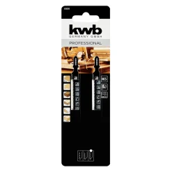 HCS-Stichsägeblätter Down-Cut mit T-Schaft für Laminat und Holz fein, 2-tlg.117 mm ^ kwb