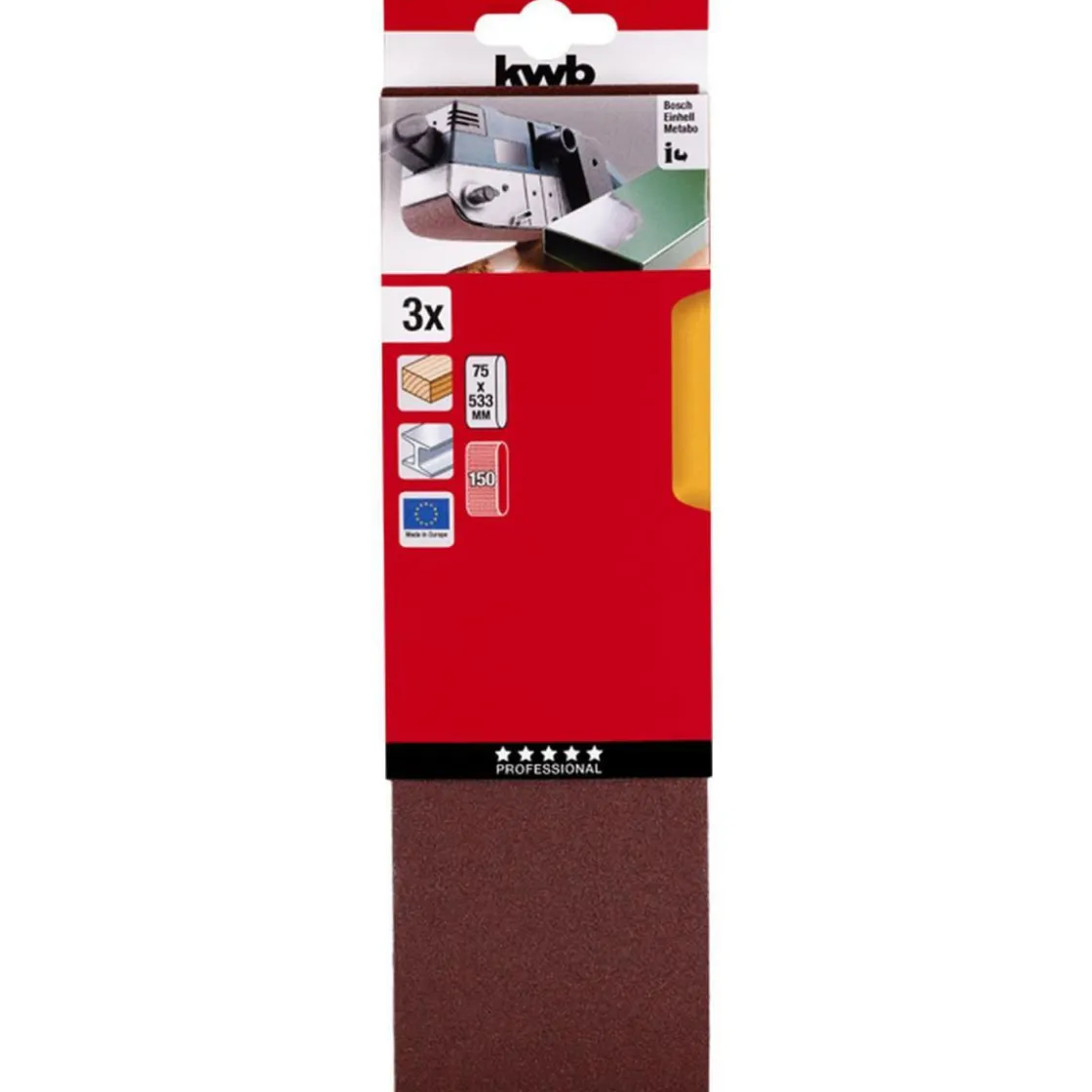 Schleifbänder Holz und Metall 75 x 533 mm K150 ^ kwb Clearance