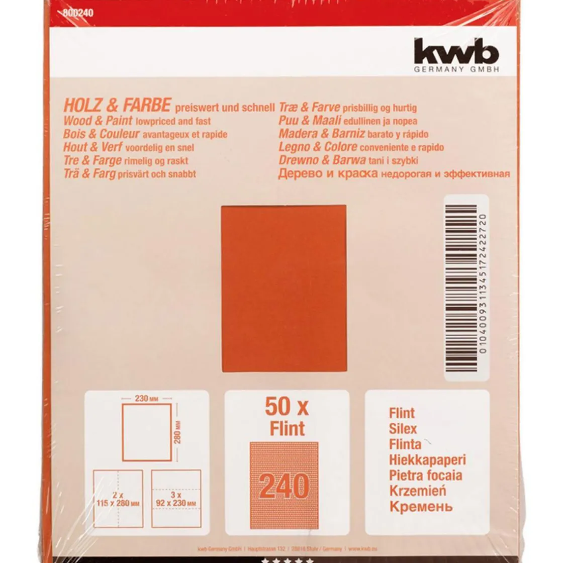Schleifpapier Holz und Farbe Flint 230 x 280 mm K240 ^ kwb Clearance