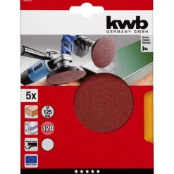 Schleifscheiben Quick-Stick Holz und Metall Durchmesser 125 mm K120 ^ kwb