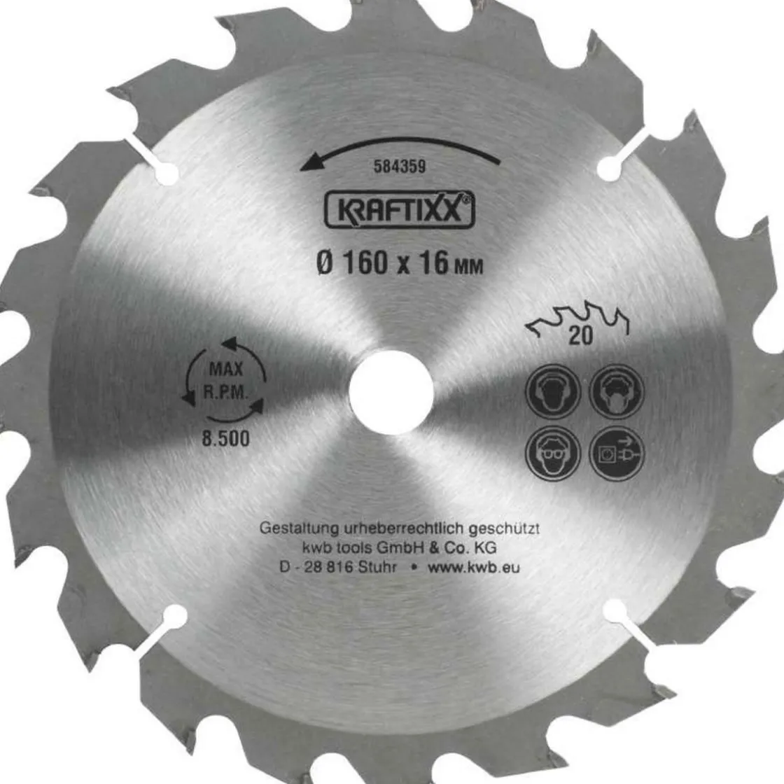 Spanplattensägeblatt für Handkreissäge Durchmesser 160x16 mm ^ kwb Online
