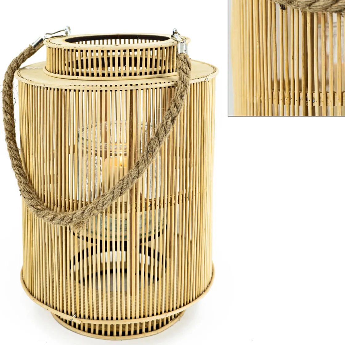 Laterne Bambus mit Jutehenkel 27 x 42 cm ^ Online