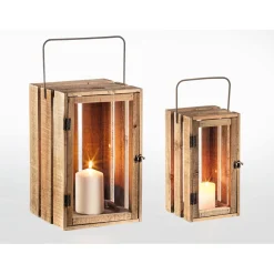 Laterne Kartoffelkistenlook Holz 29 x 45 cm ^ Hot