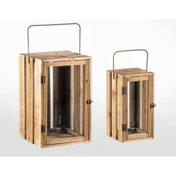 Laterne Kartoffelkistenlook Holz 29 x 45 cm ^ Hot