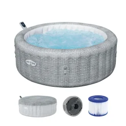 LAY-Z-SPA Whirlpool Bali 196x71cmGrau Rattan Rund ^ Bestway Outlet