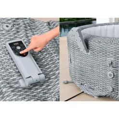 LAY-Z-SPA Whirlpool Bali 196x71cmGrau Rattan Rund ^ Bestway Outlet