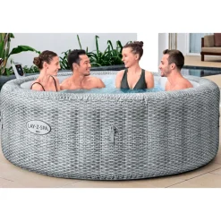 LAY-Z-SPA Whirlpool Bali 196x71cmGrau Rattan Rund ^ Bestway Outlet