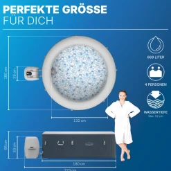 Lay-Z-Spa Whirlpool Miami AirJet4 Personen Dm. 180x66 cm, Dunkelblau ^ Bestway Outlet
