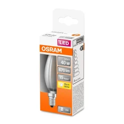 LED Kerze E14 470lm 2.700K 40 WErsatz warmweiss Filament matt ^ Osram Hot