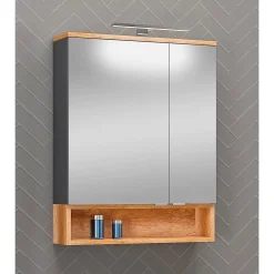 LED-Spiegelschrank Nelle anthrazit Eiche Country 60 cm ^ Outlet