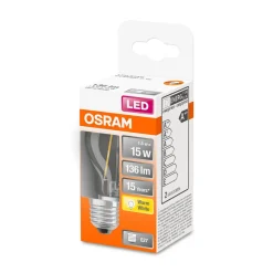 LED Tropfen E27 136lm 2.700K 15 WErsatz warmweiss Filament klar ^ Osram Discount