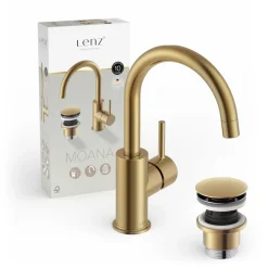 Waschtischarmatur Moana Easy-Clean Gold ^ LENZ Hot