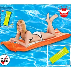 Luftmatratze 2 Luftkammern 177 x 60 cm sortiert orange oder grün ^