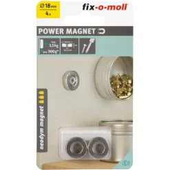 Magnet Neodym Ø 18 x 4mm, mit Senkbohrung Ø 4,5 mm, silber ^ Best