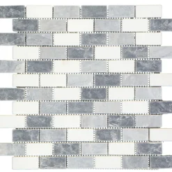 Mosaikfliese Nero Mix getrommelt 30,5 x 30,5 cm ^ Clearance