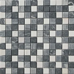 Mosaik Marmormatten 23/23 grau-weiß 30 x 30 x 0,8 cm ^ Outlet