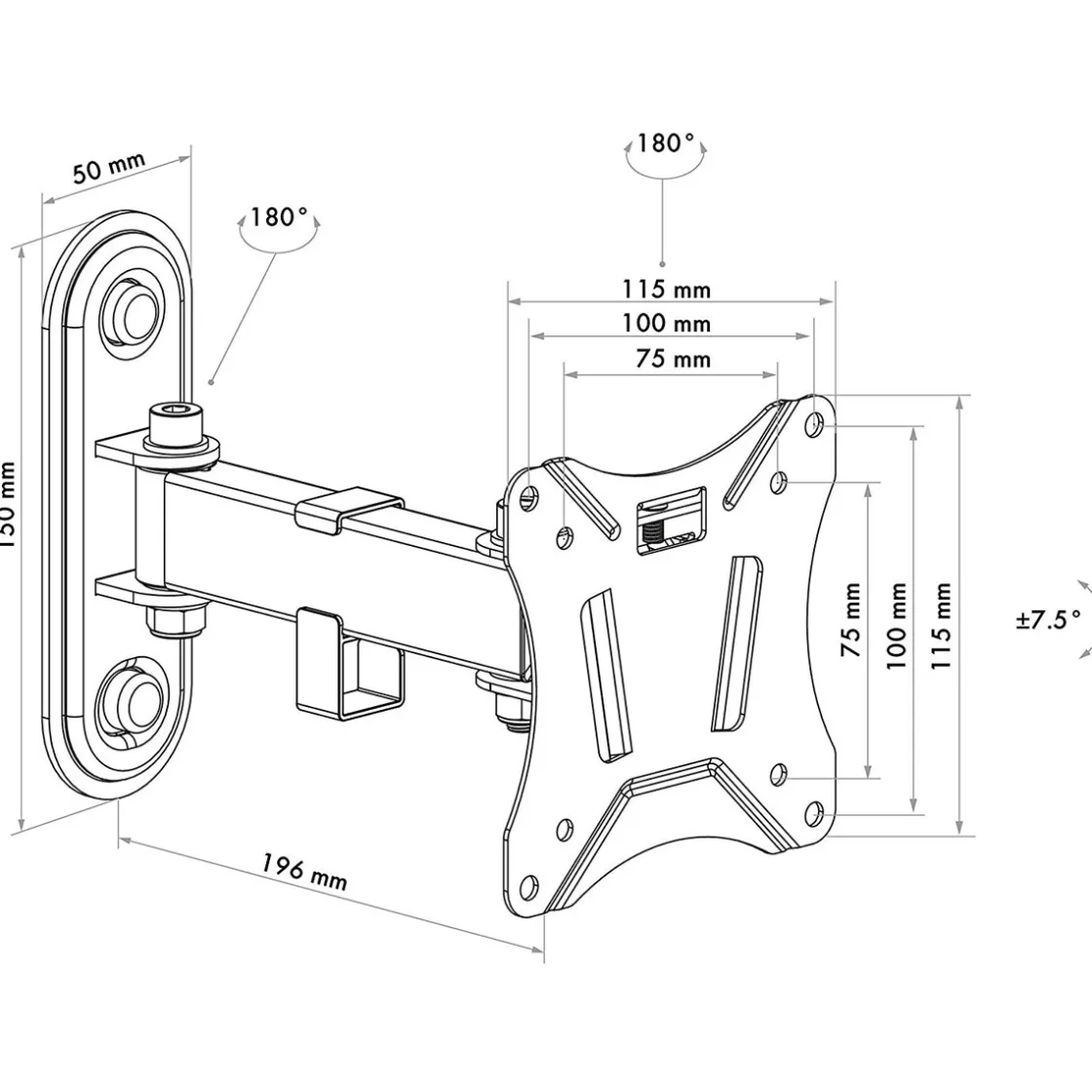 Motion 2 TV-Wandhalter 33-74cmSchwenk, max. 25kg ^ Schwaiger Online