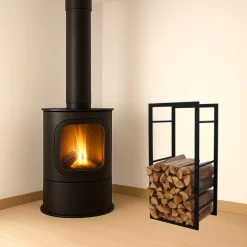 Kaminholzhalter Schwarz Pulverbeschichtet L45xB30xH96cm ^ MyFireTool Best