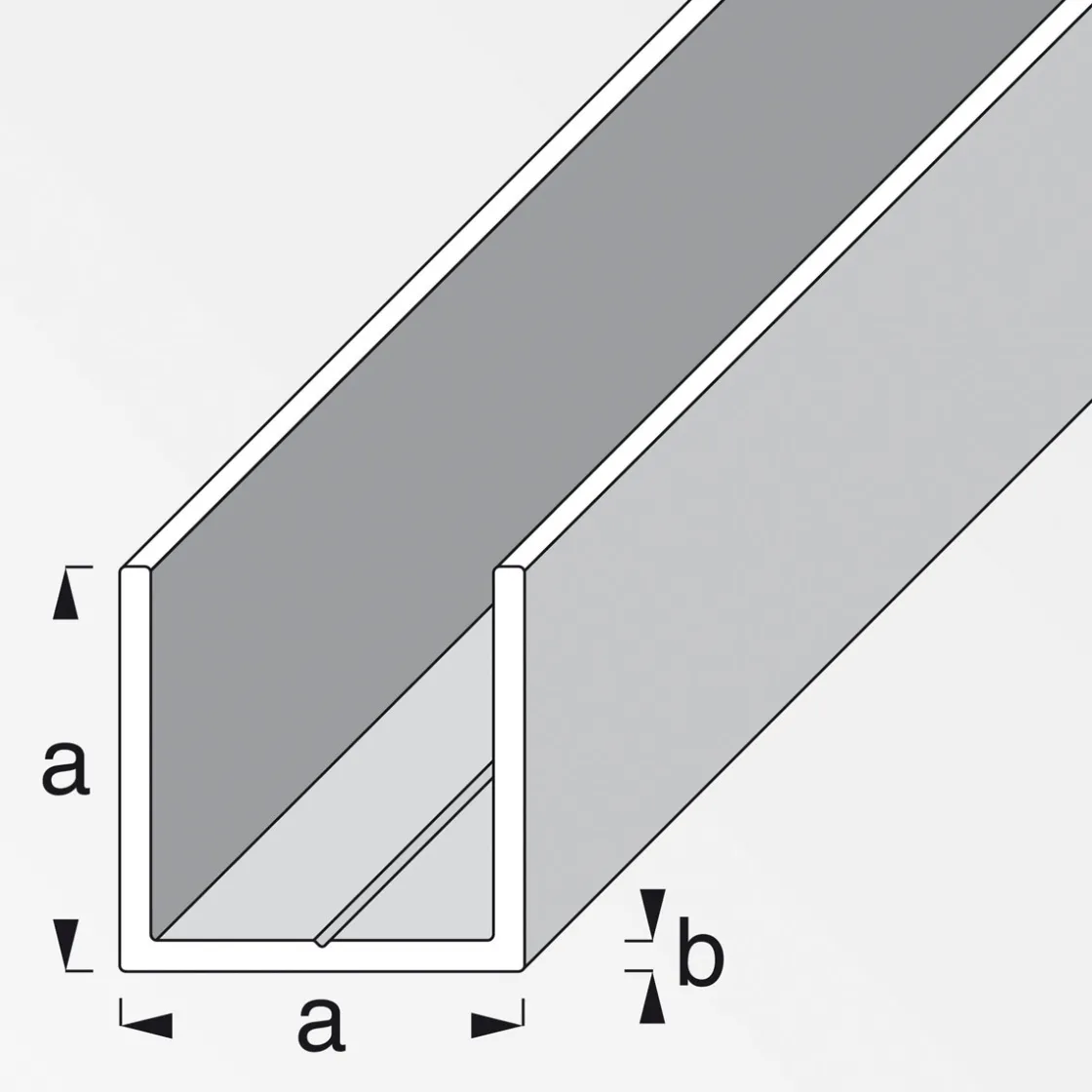 Quadrat U-Profil 7,5 mm Alu blank 2,5m ^ MyTool Hot